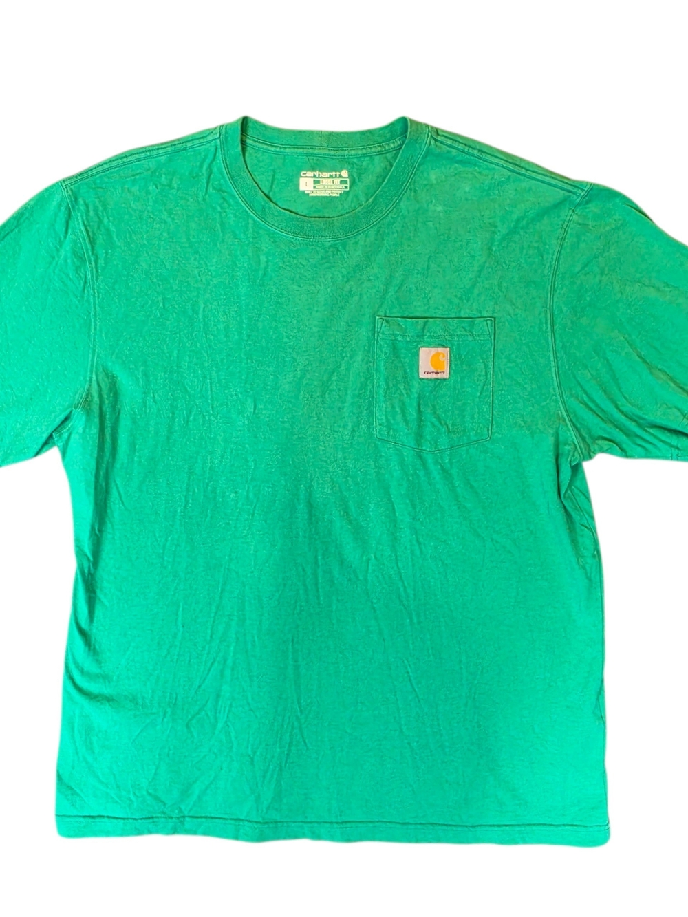 Carhartt Men's T-Shirt Large Green Loose Fit Streetwear Logo Outdoor Durable